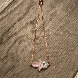 Rose gold hamsa eye bracelet